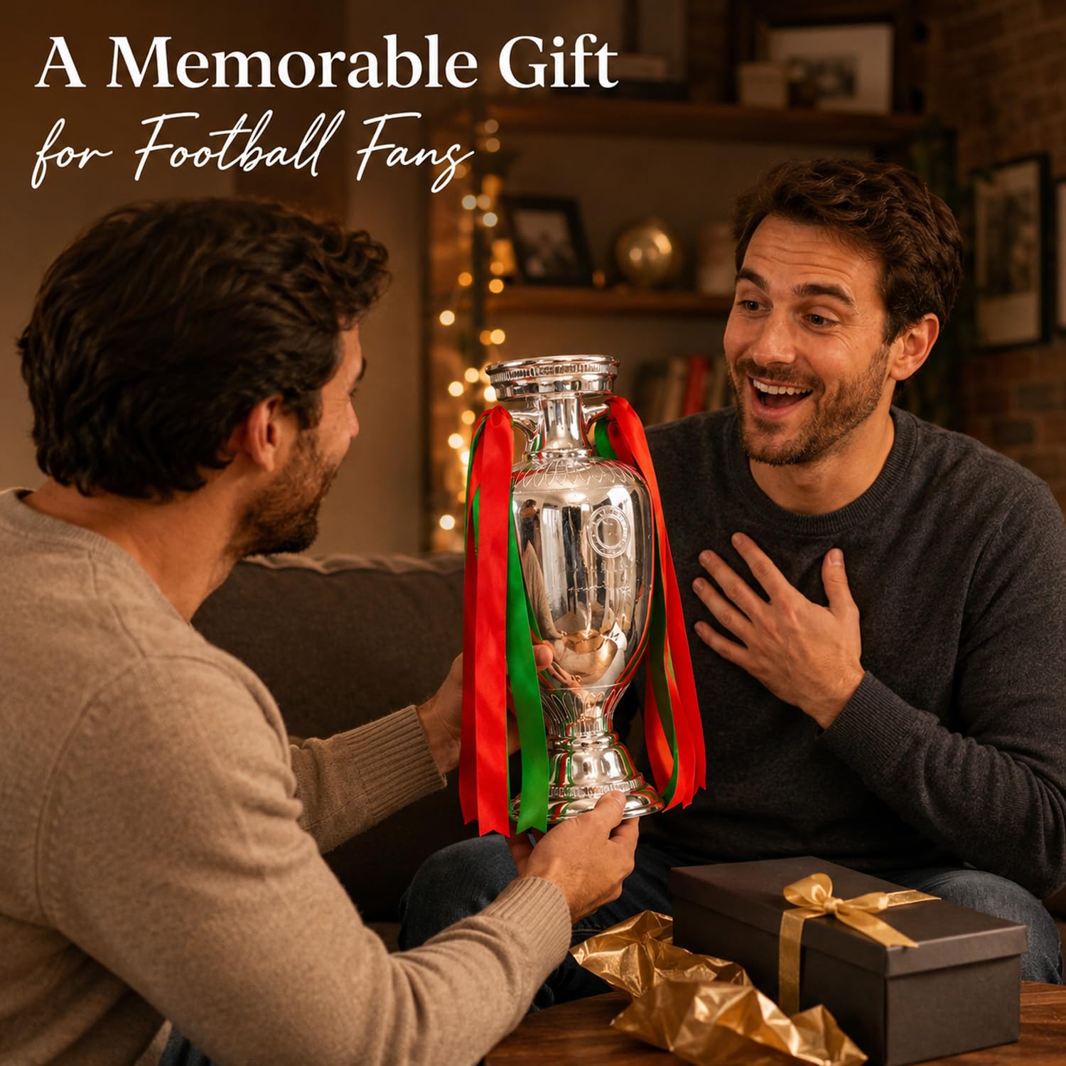 2024 Europapokal Fußball Trophäe Replik, Meisterschales Pokal | 5 Größen Fussball Meisterpokal aus Kunstharz, Souvenir Sammlerstück, Schreibtischdekoration, ideales Geschenk für Fans