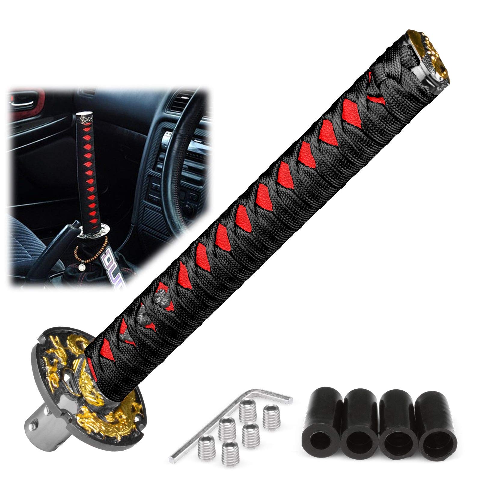 Amazon.com: EZAUTOWRAP 26cm Black Red Shift Knob Samurai Sword