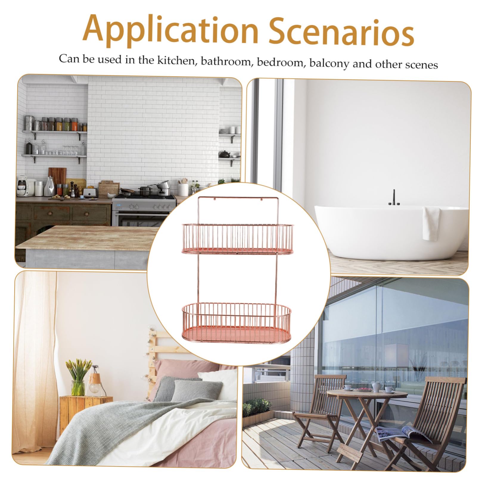CHILDWEET Wandmontiertes Gewürzregal aus Eisen ohne Bohren Hängeregal Küchenorganizer für Bad Balkon und Schlafzimmer