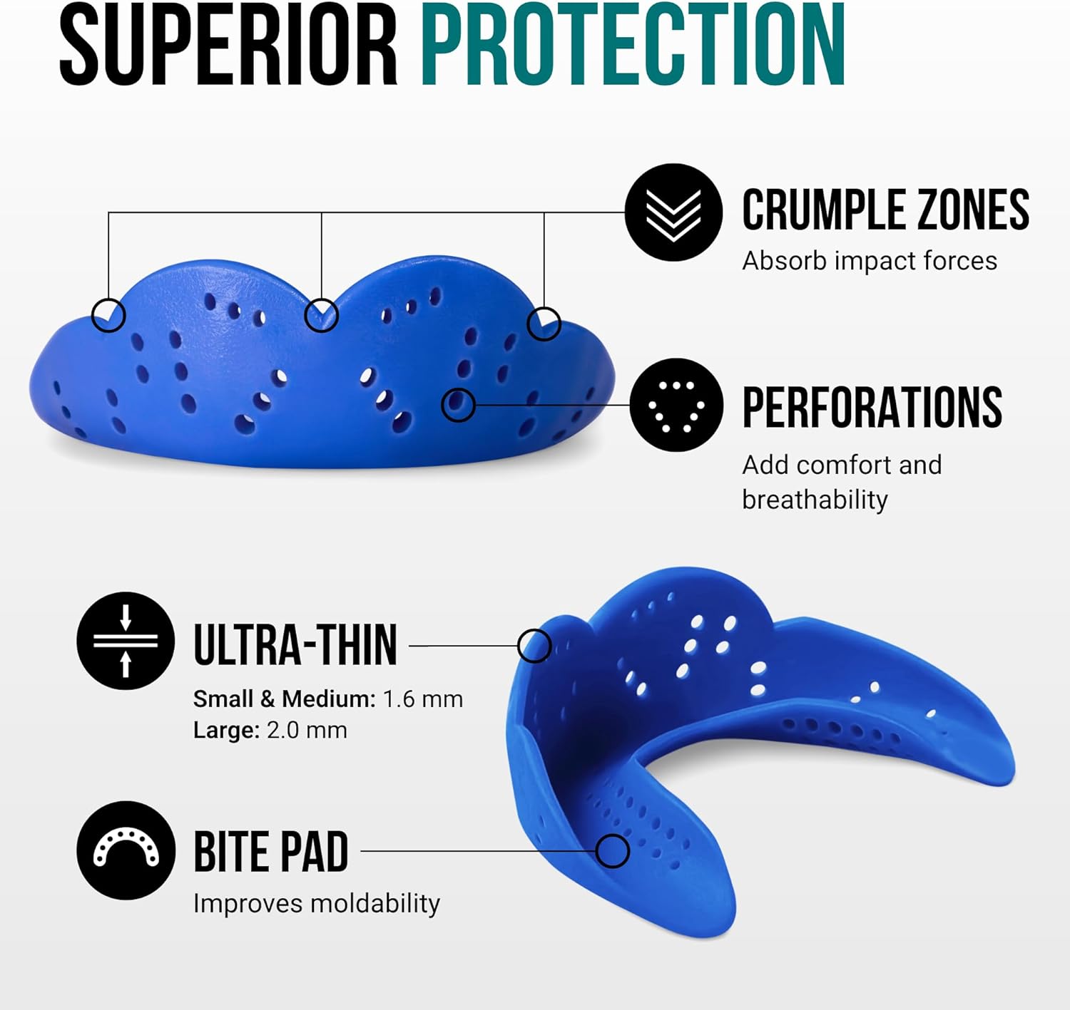 SISU Aero Small Mouthguard, Royal Blue - 30% Stronger Protection for Lacrosse, Football, Hockey, Roller Derby, Team Sports - Remoldable Up to 20 Times - Ultra Slim - Non Toxic - Image 3