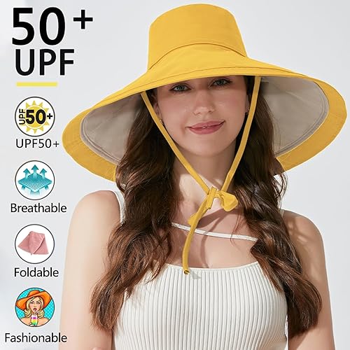Miniatura 9 de KEYDUACU Sombreros de ala ancha para mujer, sombrero de playa plegable de doble cara, sombrero de jardinería, sombrero de viaje, sombrero de