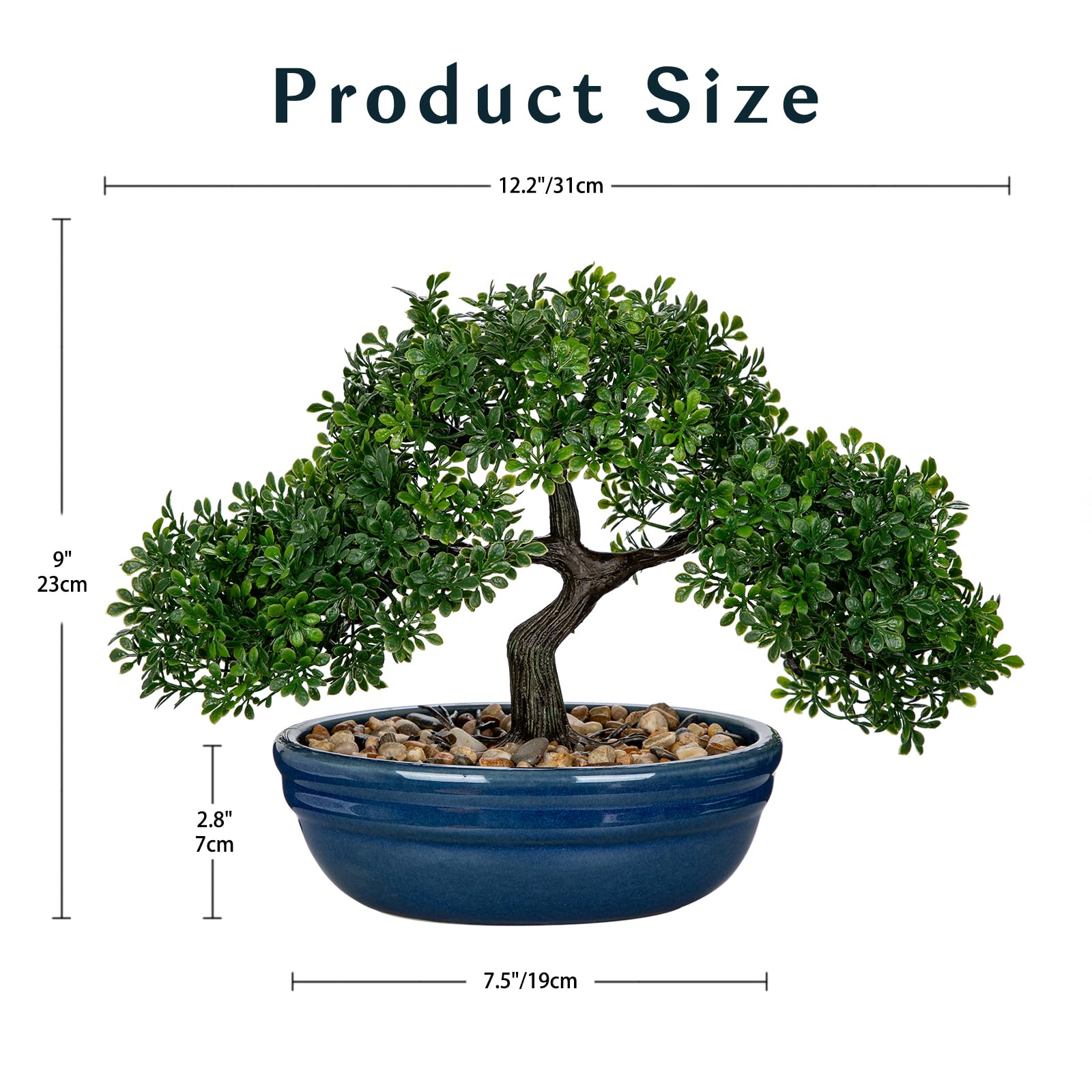 Briful Bonsai artificiale da 24,1 cm, pianta finta per bonsai verde Podocarpus, piante artificiali per interni, in vaso di ceramica, pianta finta per interni, decorazione per casa, ufficio, scrivania