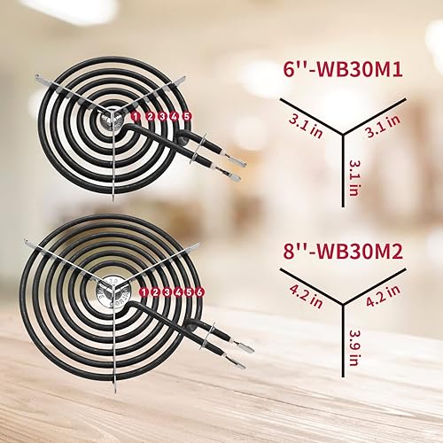 Miniatura 7 de MP22YA Juego de Repuesto de Elemento Quemador de Estufa Eléctrica y W10290350 W10290353 Paquete de 4 Bandejas de Goteo Plateadas - Ajuste Perfecto