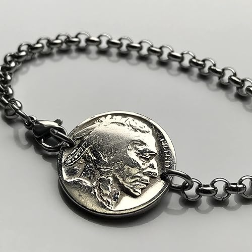 Miniatura 3 de USA 5 Cent Buffalo Indian Head Chief Iron Tail Native American coin bracelet Oglala Sioux chief Lakota Two Moons Cheyenne Big Tree Kiowa bison