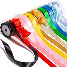 5/8 Satin Rainbow Ribbons for Crafts and Flower Bouquet, Double Face Silk Hair Ribbon for Girls, 12x5 Yads Colorful Red Pink Blue Gold White Black Green Purple Yellow Ribbon Pack for Gift Wrap Bows