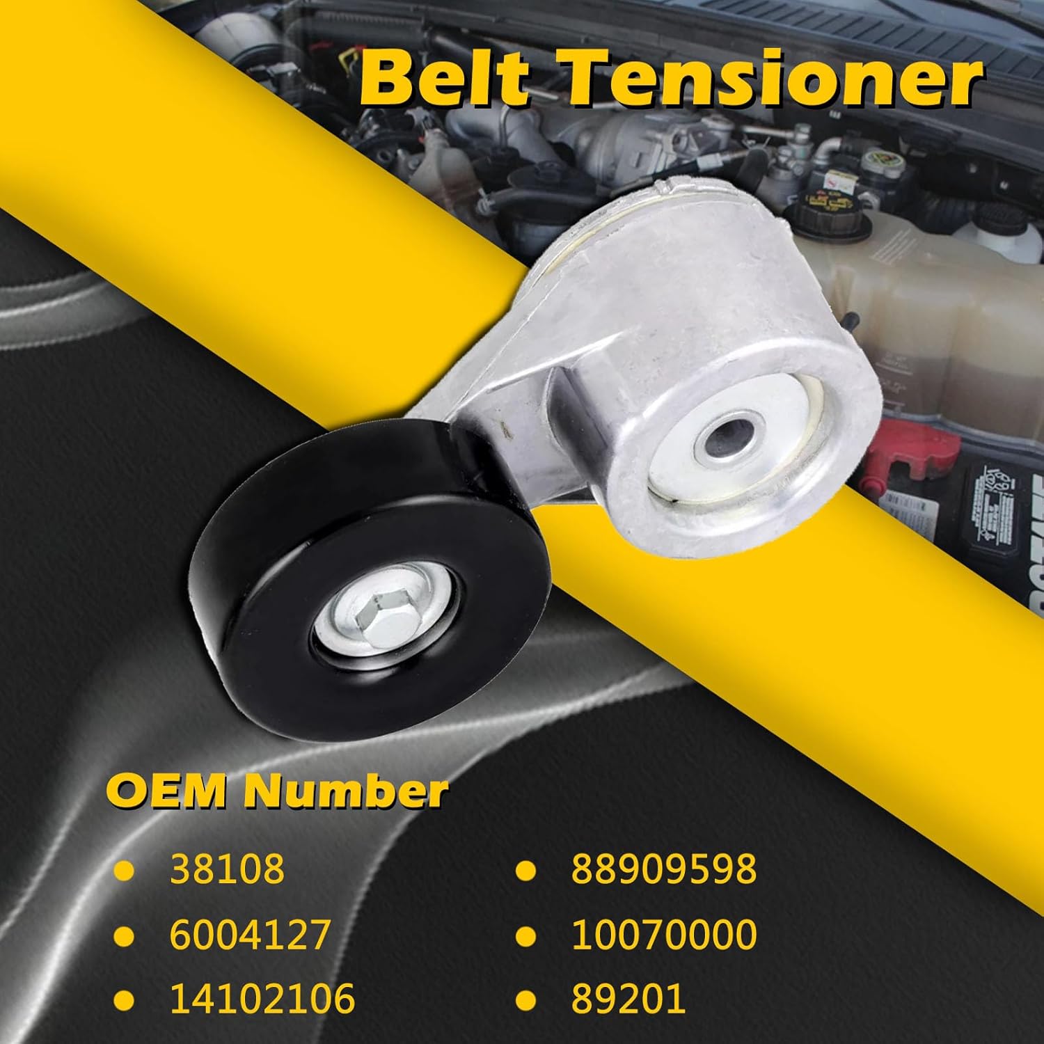 38108 AC Drive Belt Tensioner Assembly with Pulley for Chevrolet Gmc Hummer Astro C1500 C35 C3500 G10 G30 K1500 K2500 Suburban R2500 V2500 S10 Blazer Tahoe Jimmy Safari Sonoma Typhoon Yukon Bravada