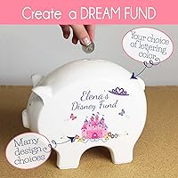 Vista 7 de Alcancía de mariquitas rosa personalizada para guardería de bebé niña