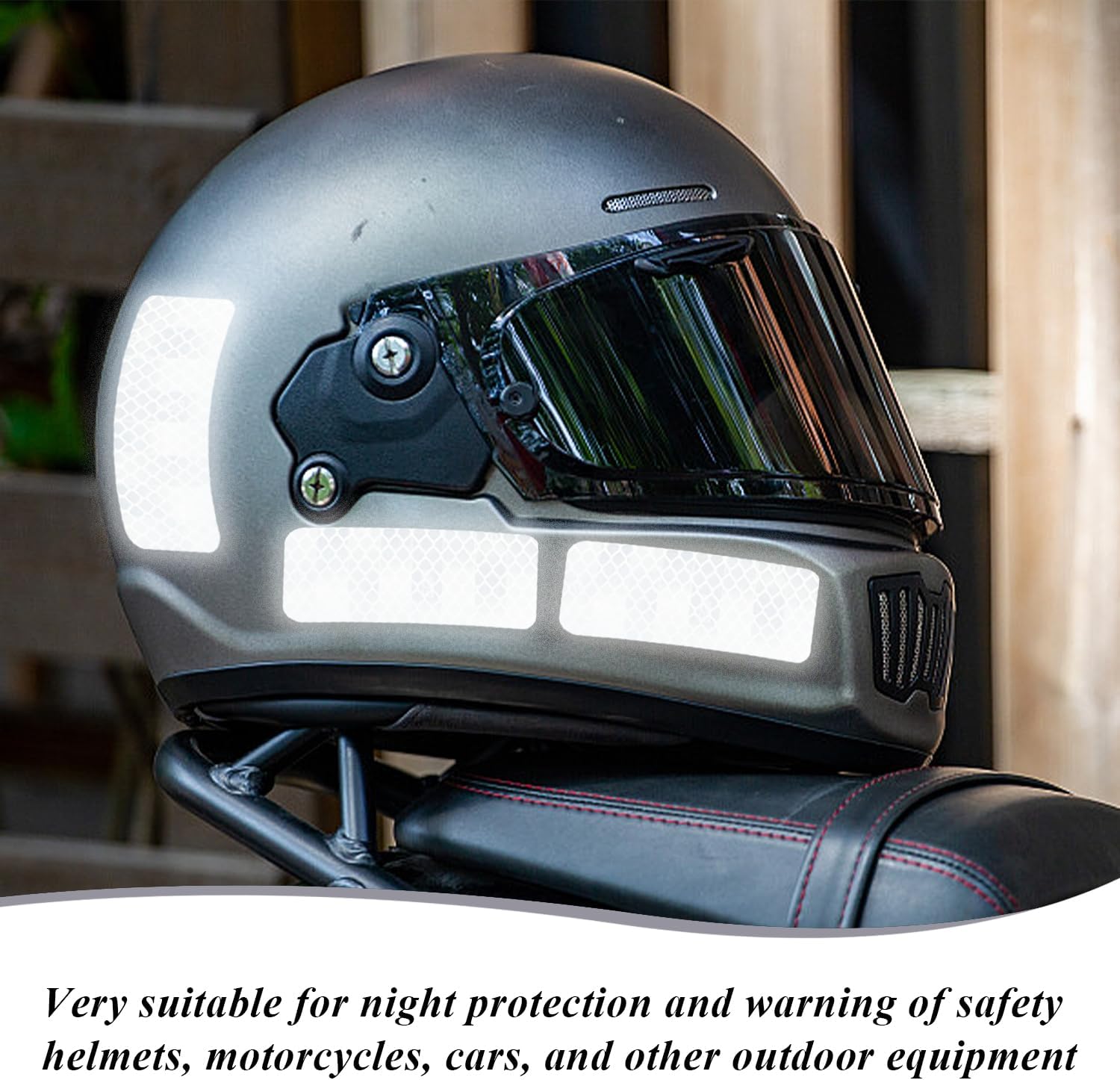 50 Reflective Stickers, Multicoloured Highlight Design, Easy Self Adhesive Installation, Night Protection Warning Strips, Suitable for Helmets, Motorcycles and Automobiles image 4