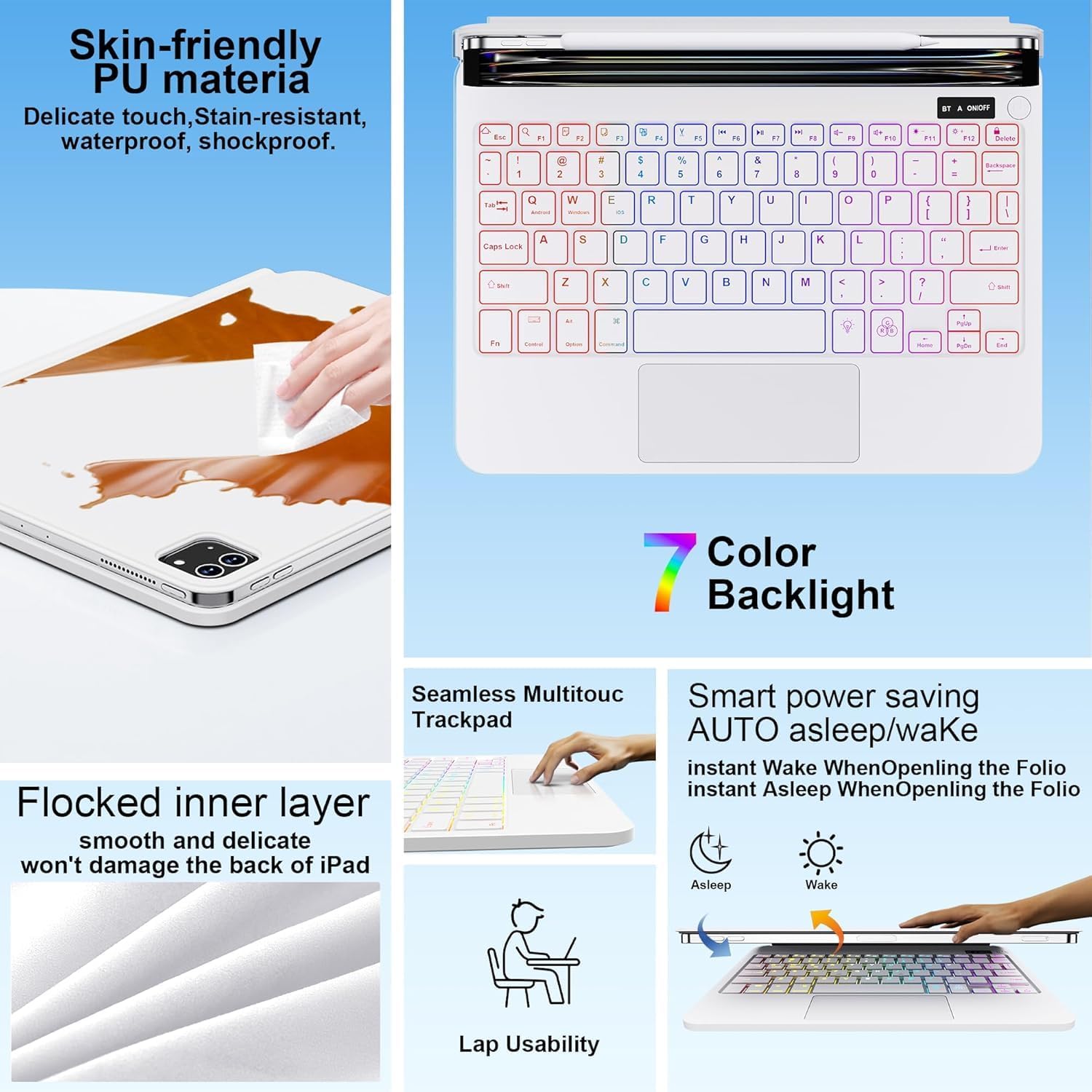 ALIWLHOF for iPad Pro 13 Inch Case with Keyboard (M5/M4, 2025/2024),iPad Pro 13 Keyboard Case with Easy-Set Magnetic Stand，7 Colors Backlight - Multi-Touch Trackpad Keyboard Case for iPad Pro 13