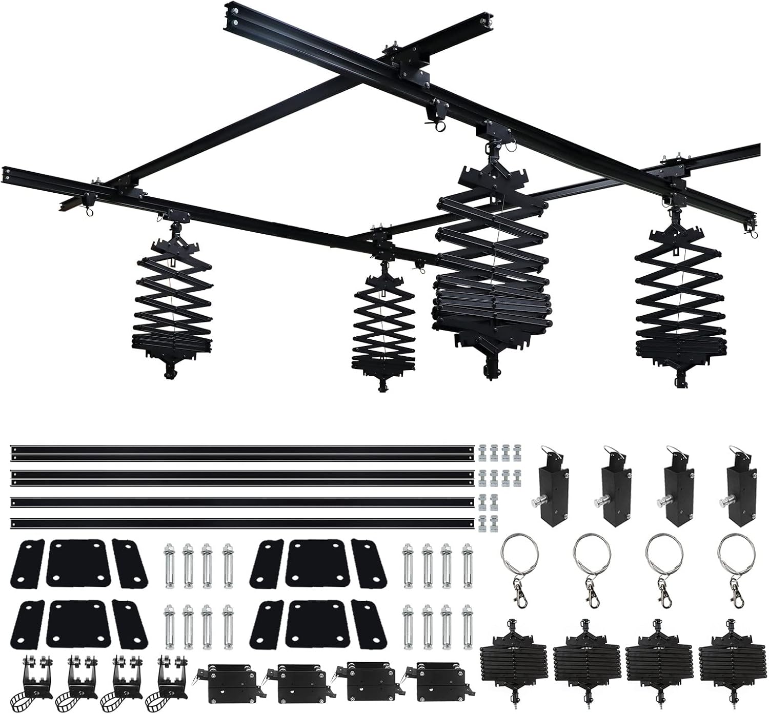 98" x 98" Pantograph Studio Ceiling Rail System Complete Kit with 43-200CM Photography Ceiling Lamp Hanger Studio Lighting Support Rail System (2.5×2.5M-A)