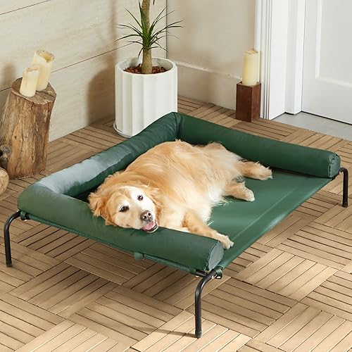 Miniatura 9 de Cama elevada refrescante para perros grandes – Cuna elevada impermeable con reposacabezas inclinado, malla Teslin transpirable, cama duradera y