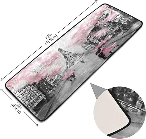 Miniatura 3 de xigua Pink Paris Tower - Alfombra antideslizante rectangular lavable para dormitorio, sala de estar, baño, pasillos, decoración del hogar, 72 x 24
