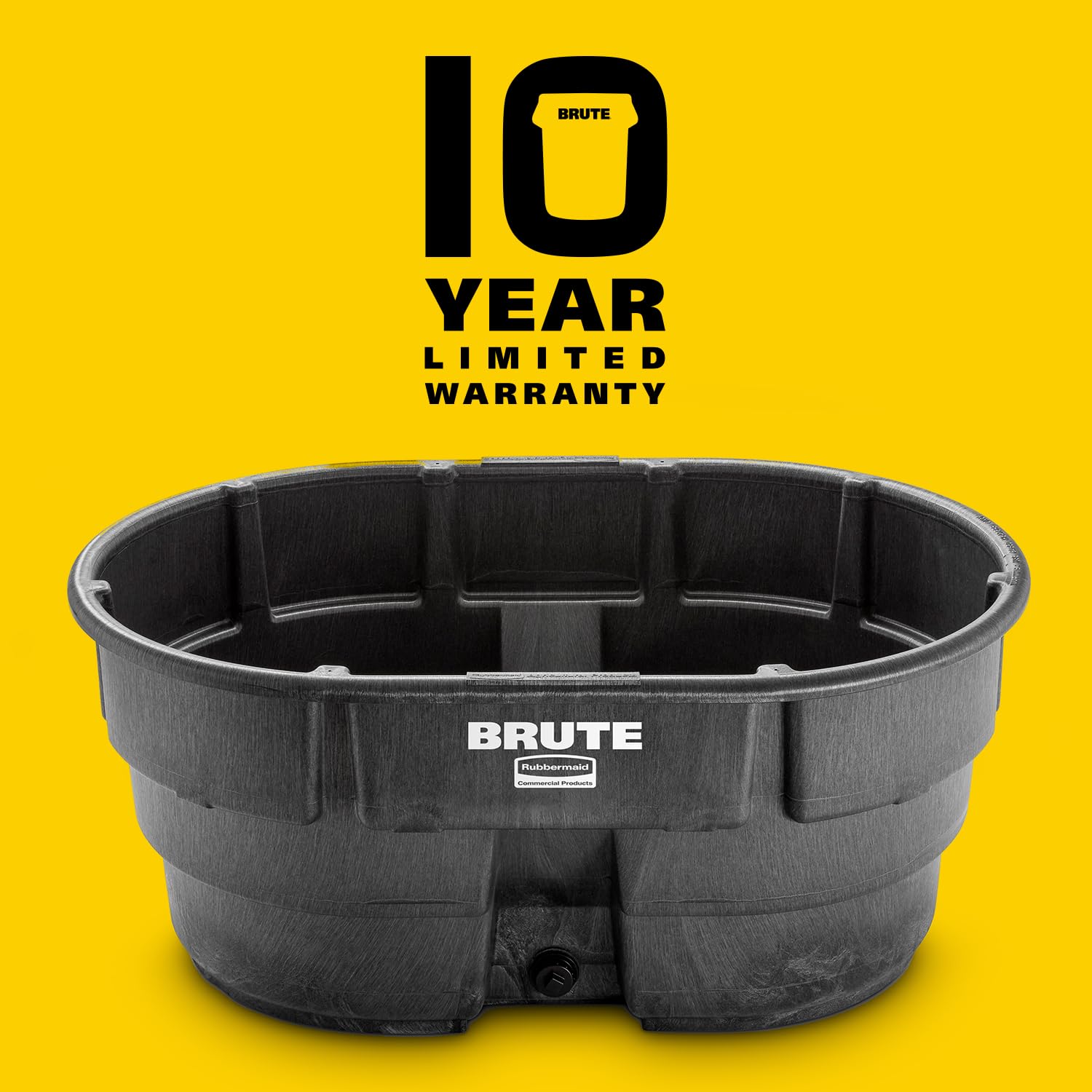 Rubbermaid Commercial Products Stock Tank, 150-Gallons, Structural Foam, Heavy Duty Container, for Livestock/Animal/Cattle Feed & Water, Outdoor Homemade Pool/Hot Tub/Bathtub, & Pet Cleaning/Dog Wash