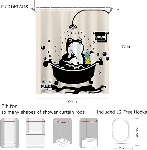 Miniatura 2 de Funny Frog - Cortina de ducha de rana, 60 x 72 pulgadas, resistente al agua, resistente, poliéster, sin forro, ojales en la parte superior, estilo