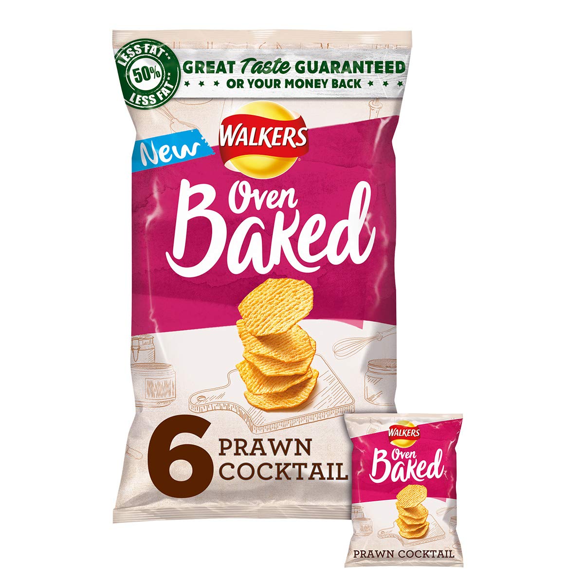 Walkers Crisps Lot de 18 snacks pour cocktail au four 6 x 25 g