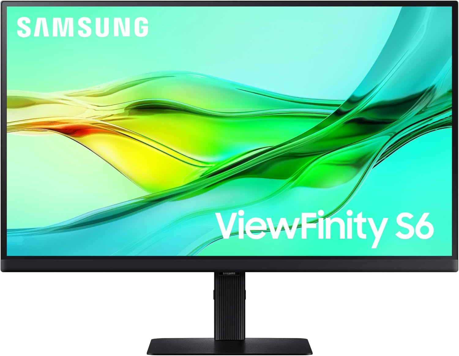 27" ViewFinity S6 (S60UD) Series QHD High Resolution Computer Monitor, 100Hz, HDR10, USB-C, Built-In LAN Port, Daisy Chain Support, Easy Setup, Height Adjustable Stand, LS27D606UANXGO, 2024