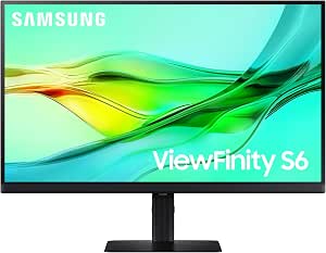 Samsung 27" ViewFinity S6 (S60UD) QHD Computer Monitor, 100Hz, HDR10, USB-C 90W, LAN Port, Height Adjustable Stand (LS27D606UANXGO)