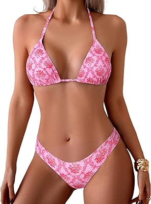 ZAFUL Womens Halter Bikini Sets Triangle Bikinis High Cut Swimsuits 2 Piece Bathing Suits Sexy Swimwear
