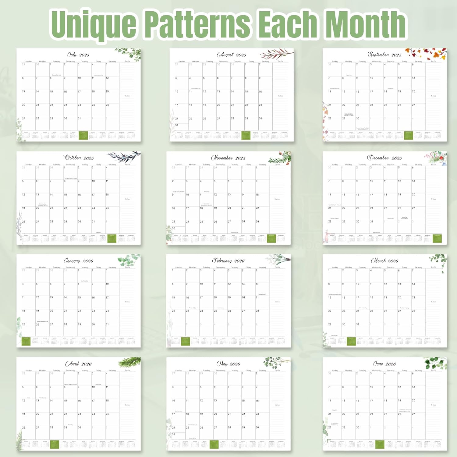 Gannyfer Large Desk Calendar 2025-2026 with Desktop Mat,22" x 17" Desktop Pad Calendar, 18 Month Table Calendar from July 2025 to Dec 2026, Office Supplies Perfect for Home School and Office (Green) image 5 of 8 B0CM32X29R