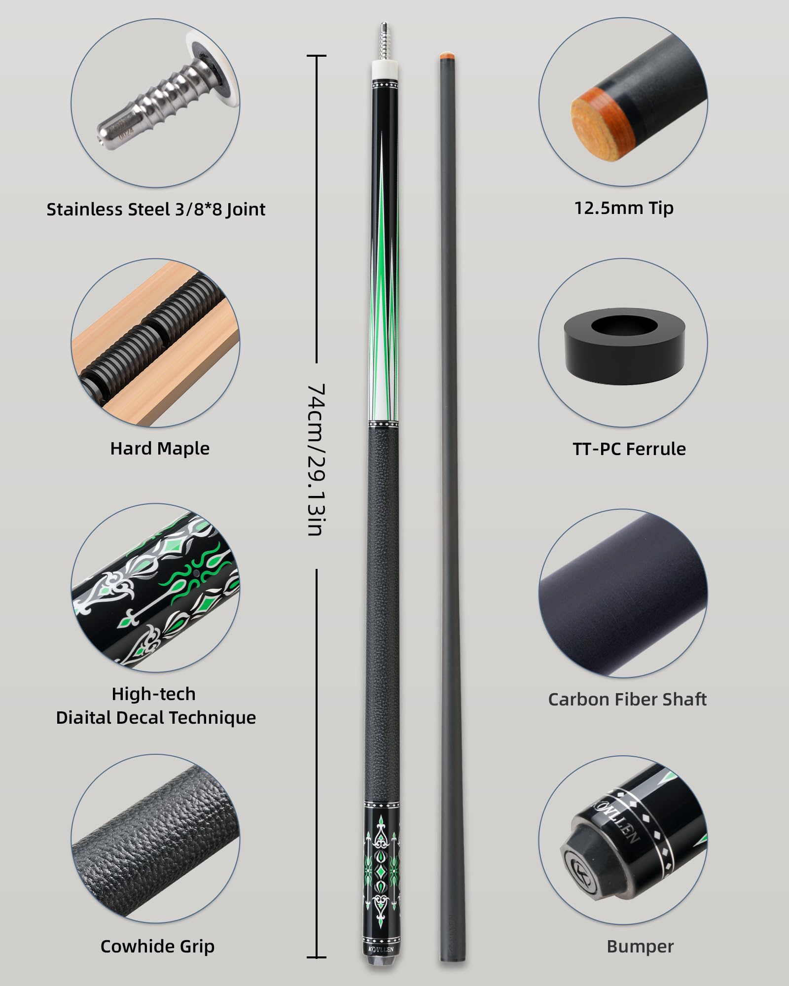 Amazon.co.jp: KONLLEN カーボンファイバープールキュースティック 58