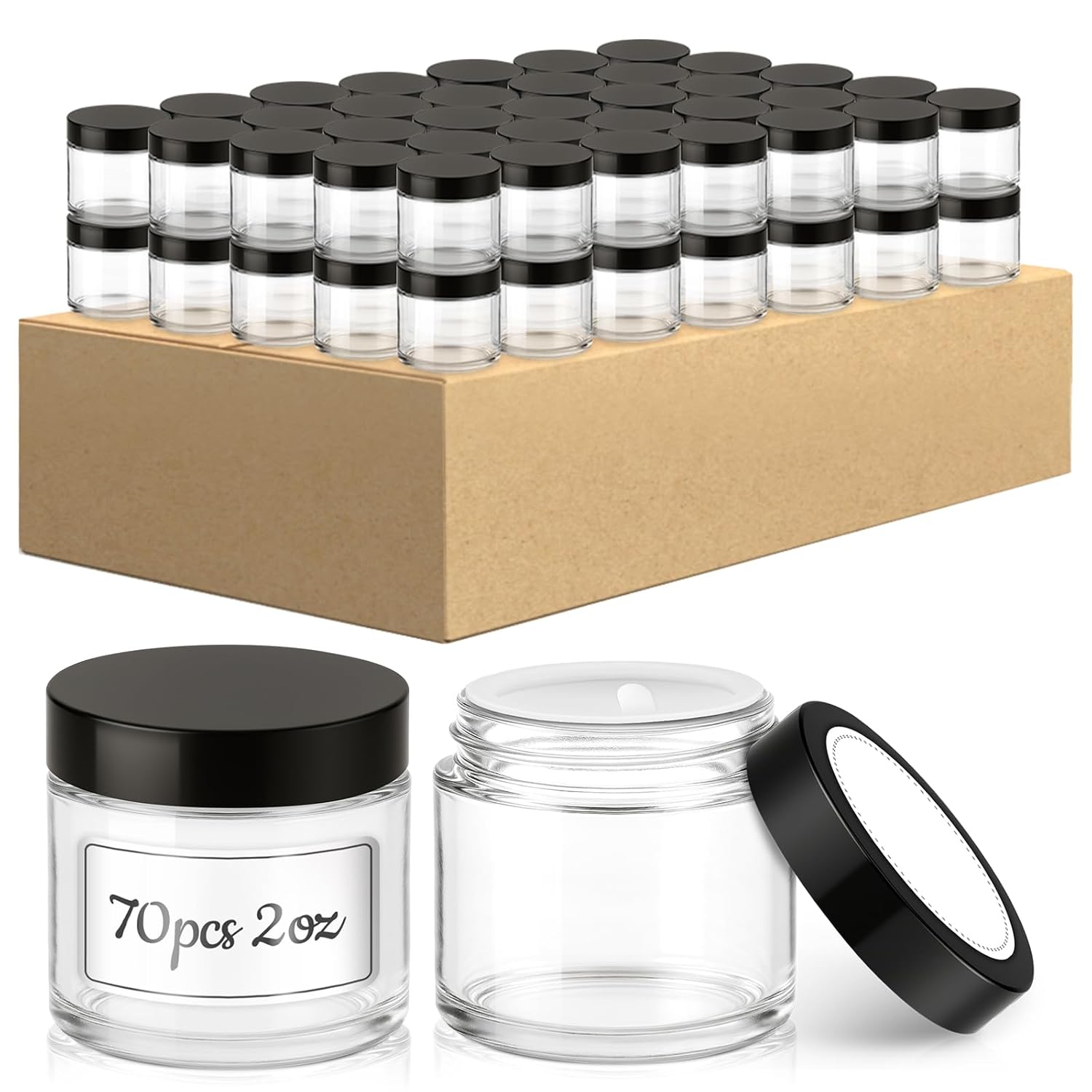 Bumobum Clear Round Cream Jars - 70 Pack for Cosmetic Use