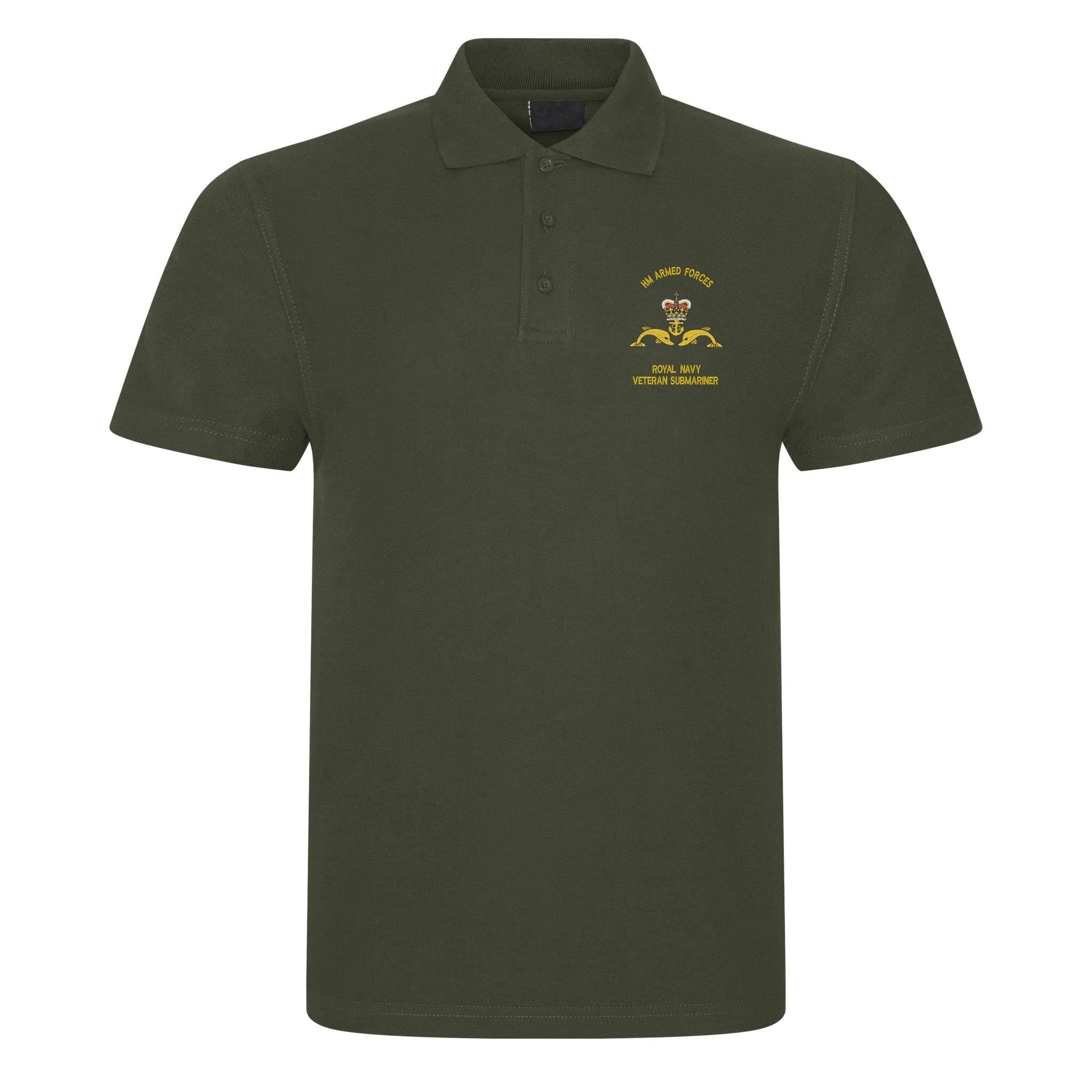 The Military Store Men's Military Green Navy Submariner Veteran Embroidered Polo Shirt, Large