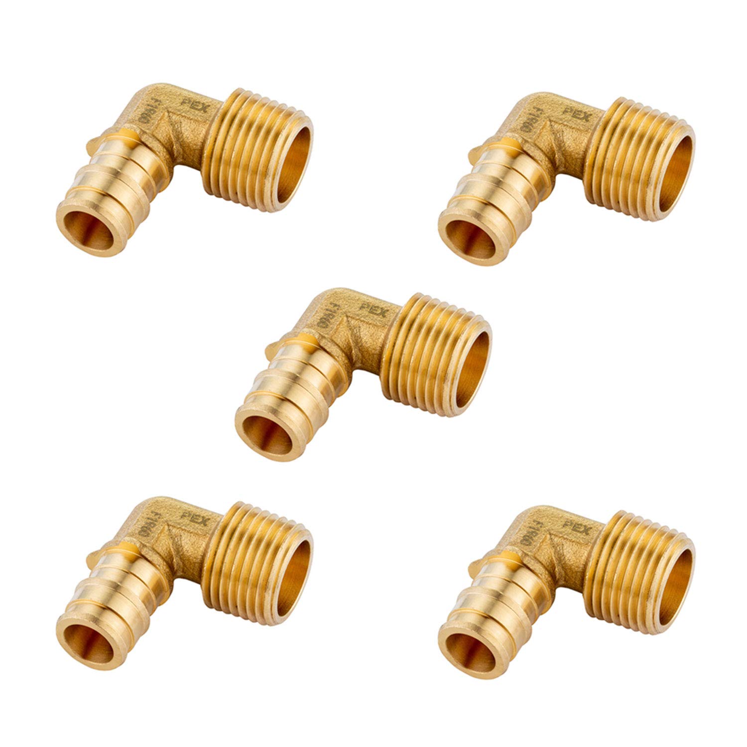 5-częściowe złączki rozszerzające EFIELD Pex-A 1,3 cm x 1,3 cm męskie kolano NPT | Mosiądz, pełny przepływ, ASTM F1960 do rury rurowej Pex A - PEX1960097(5)