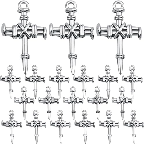 Miniatura 8 de 50 dijes de cruz religiosa de bronce antiguo, de aleación vintage, cristiano Jesús, crucifijo, cruz, suministros para manualidades, collares,
