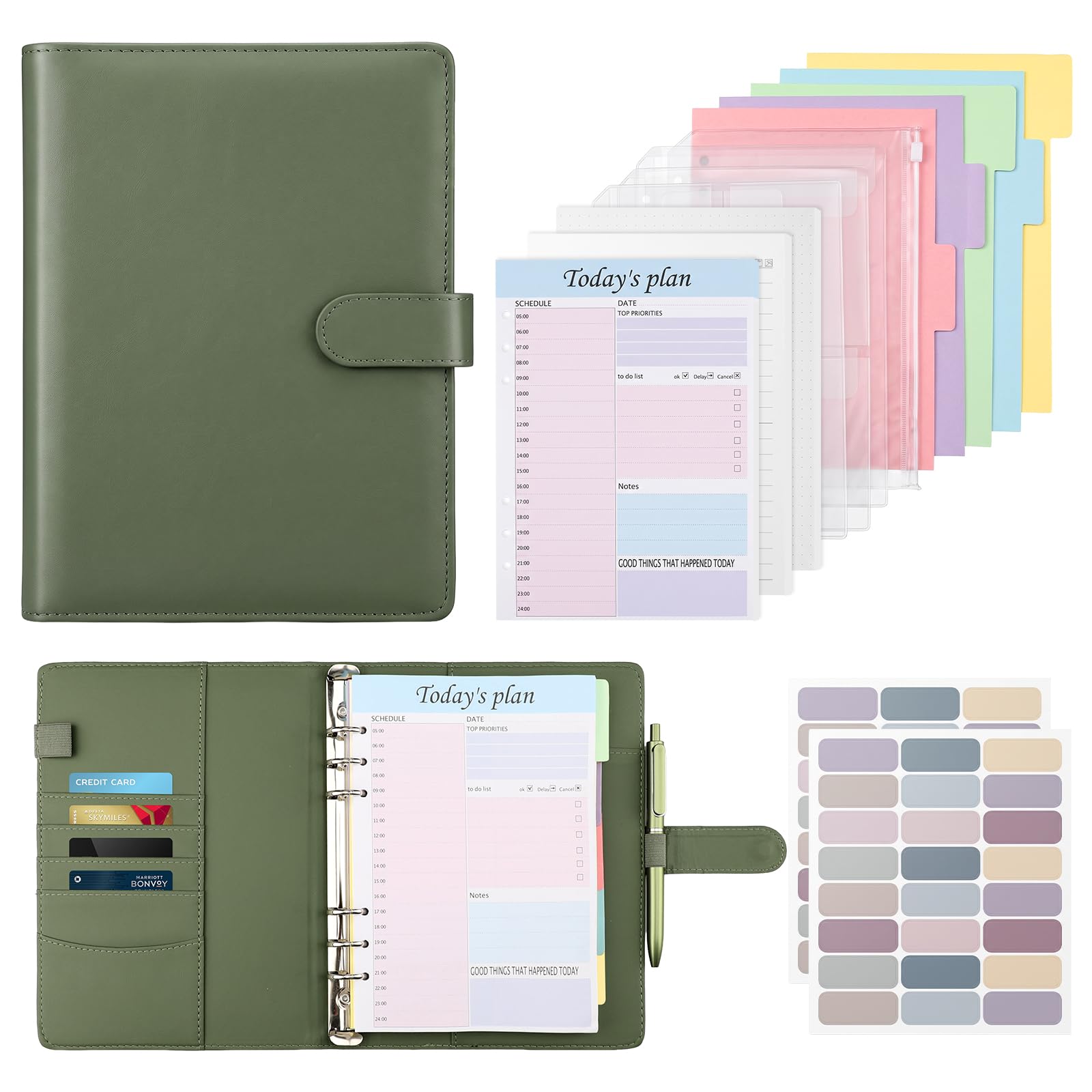 A5 Binder 6 Ring Refillable, A5 Ring Binder Notebook 170 Sheet Refill Paper