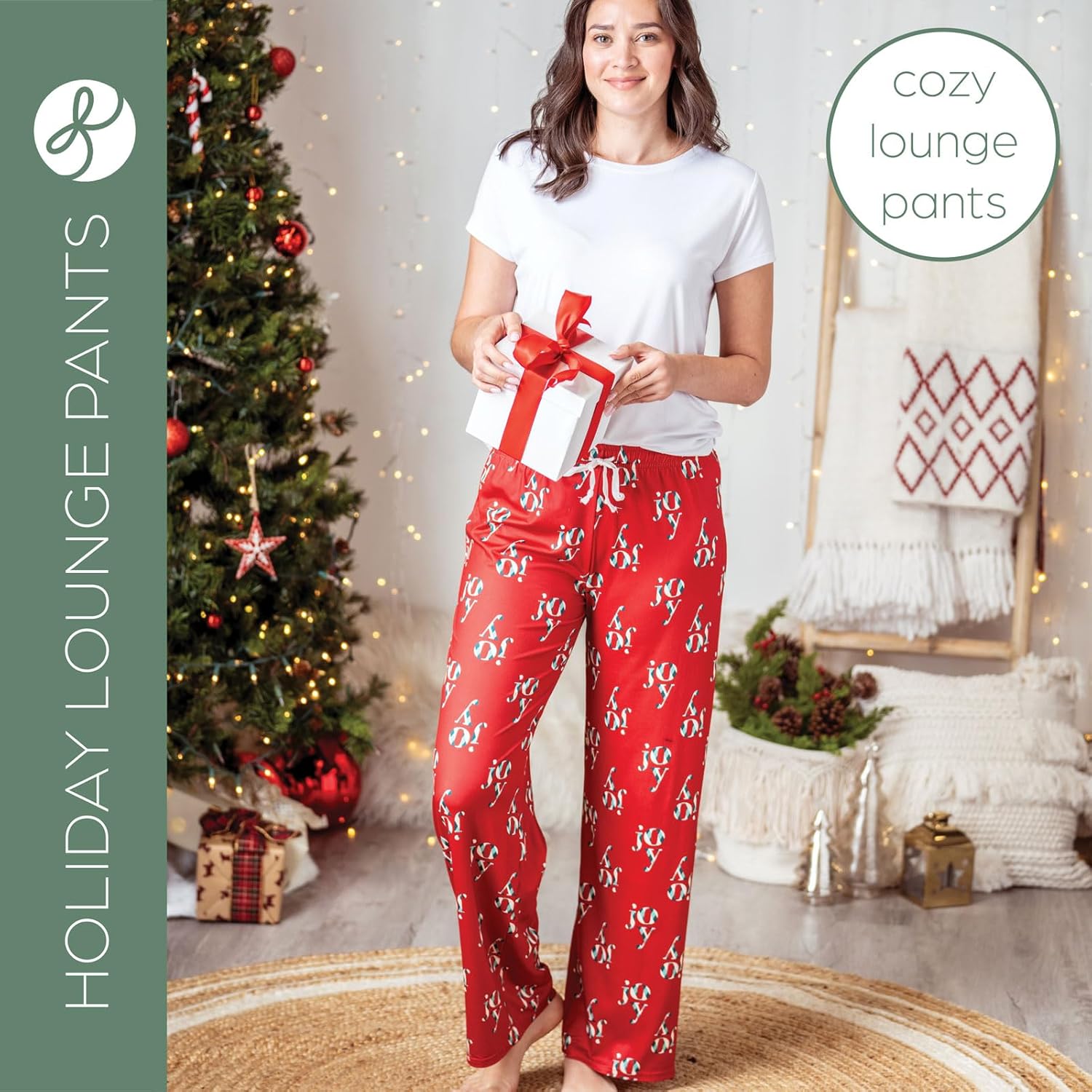 Hello Mello Women's Christmas Winter Holiday Lounge Pants With Gift Travel Tote - Image 2