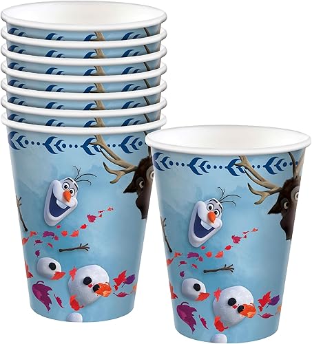Disney Frozen 2 Party Cups - 9 oz. (Pack of 8) - Durable & Vibrant Design - Perfect for Birthday Celebrations, Movie Nights, and Magical Adventures
