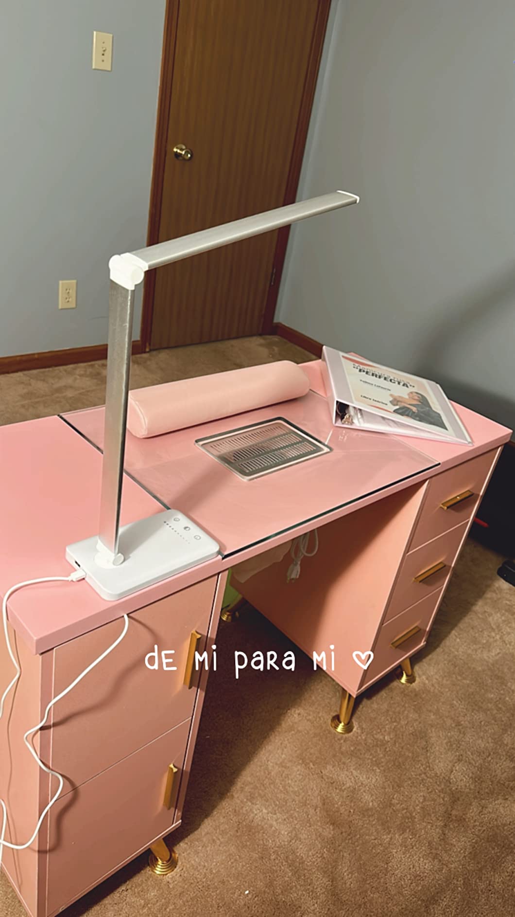 50/mo Finance Manicure Table Nail Desk for Nail Tech, Glass Top