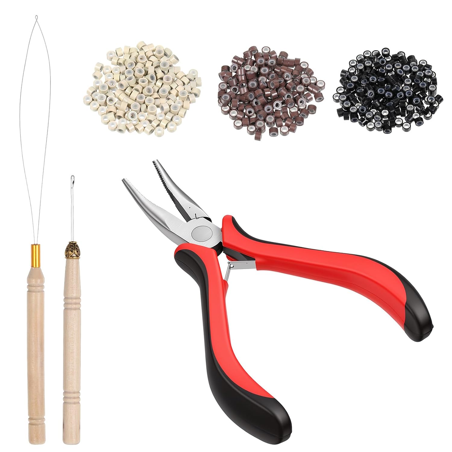 603 PCS Hair Extensions Tool Kit Red Hair Pliers