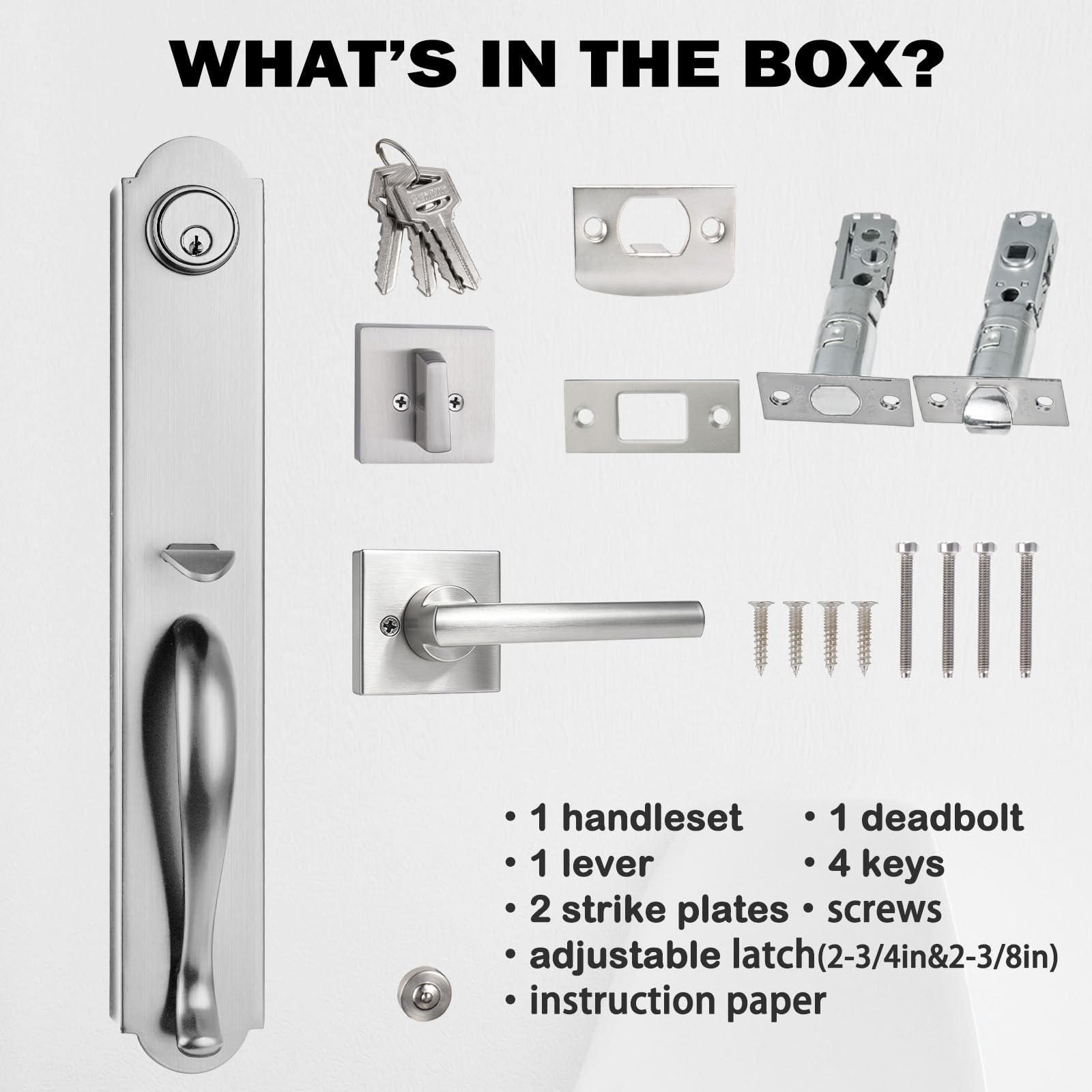 Brushed Nickel Front Door Lock Set - Secure Your Home -4