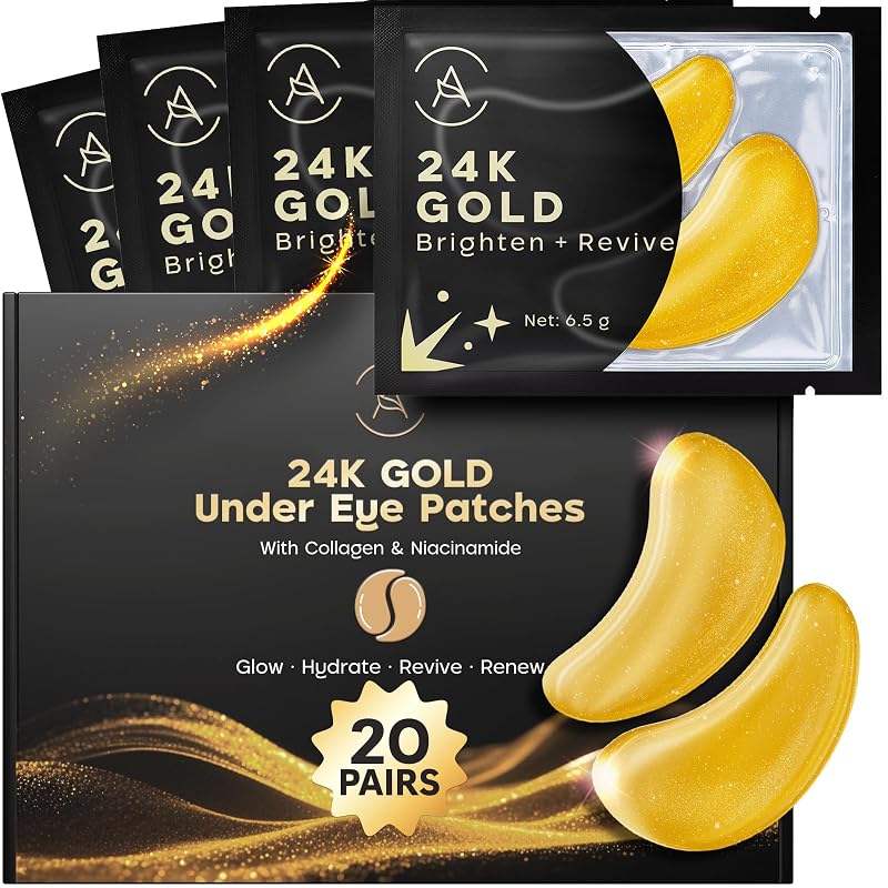 Máscaras em gel para a região dos olhos AURAE com ouro 24K, 20 pares