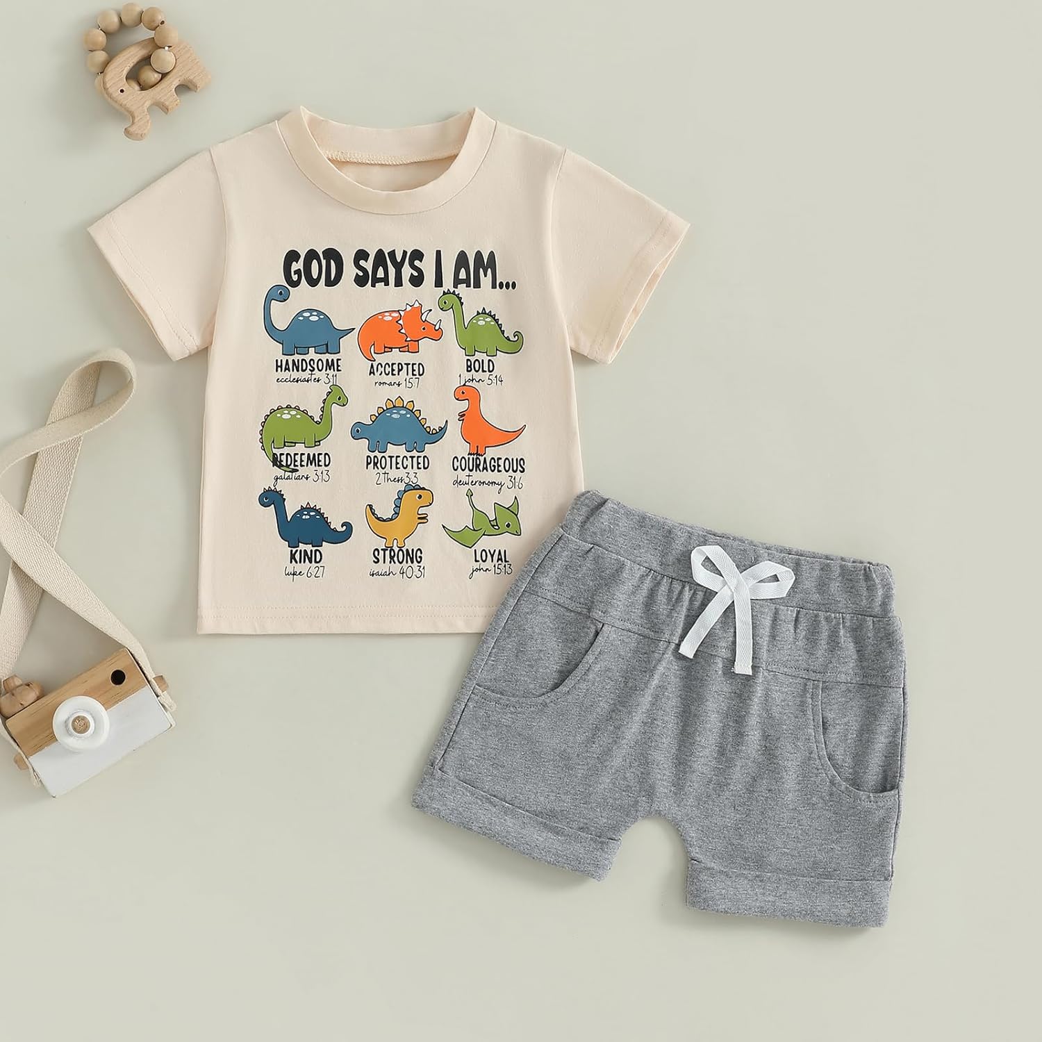 Madjtlqy Toddler Baby Boy Summer Clothes Short Sleeve T Shirt Top Casual Shorts Set Cute Infant Boys Shorts Set - Image 2
