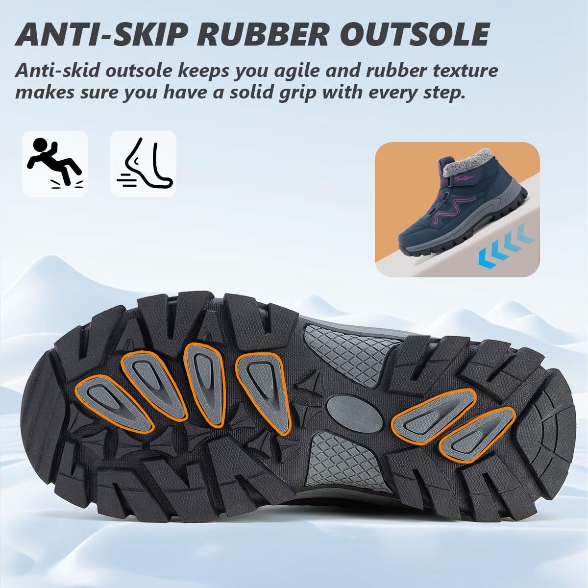 Qiucdzi Womens Winter Snow Boots Warm Fur Lined Anti-Slip Outdoor Ankle Booties Walking Shoes Comfort Non-Slip Trekking Shoes