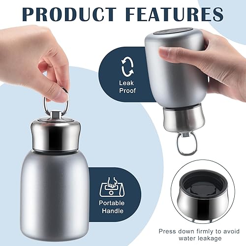 Miniatura 4 de Mifoci Mini botella de agua de acero inoxidable de 10 onzas, botella de agua térmica con aislamiento delgado, botella de agua fría caliente al