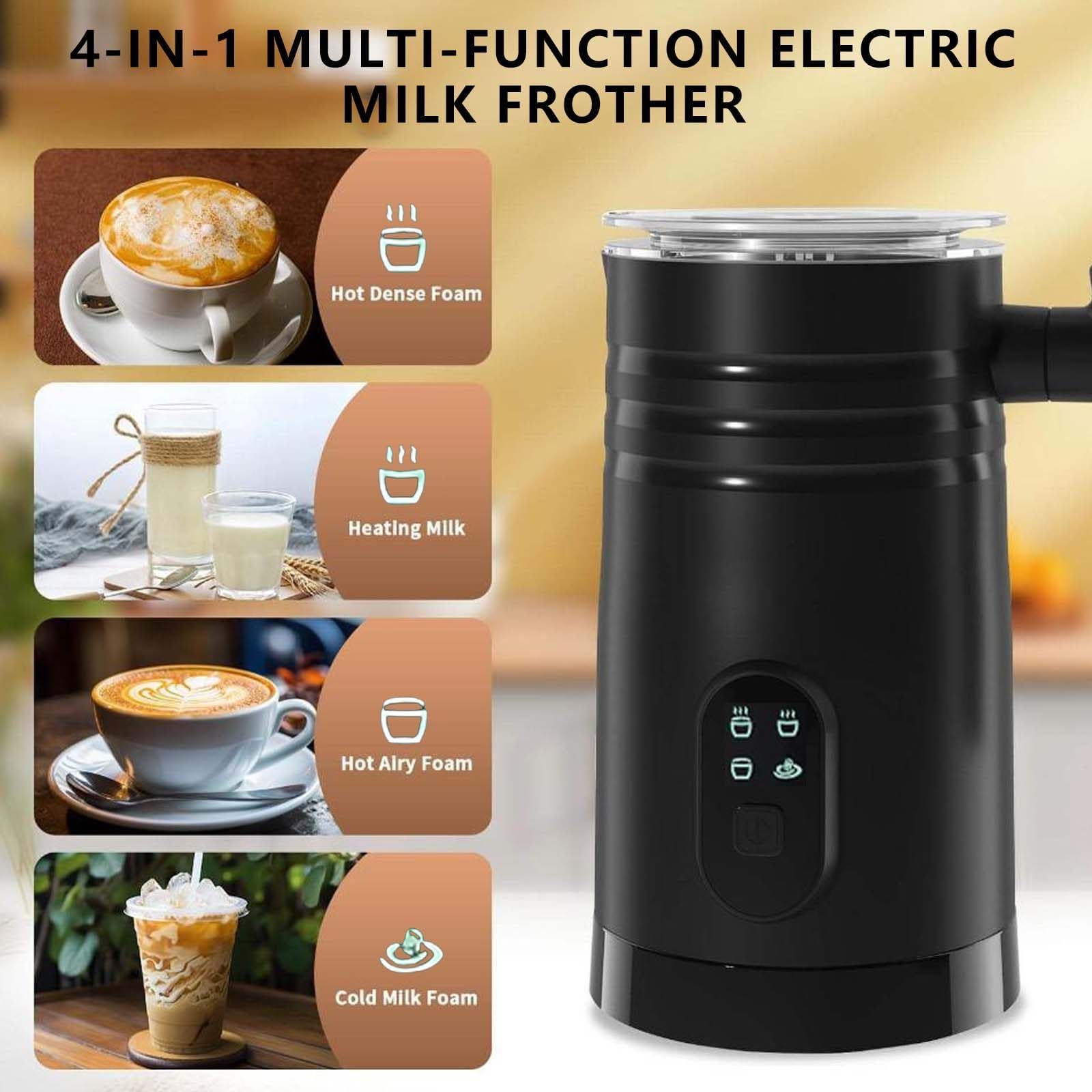 Espumador De Leche Eléctrico De 350 Ml, Espumador De Leche Automático con 4 Modos Y Varillas, Anillo De Espuma Extraíble, Espumado Silencioso, Material Seguro para Leche White