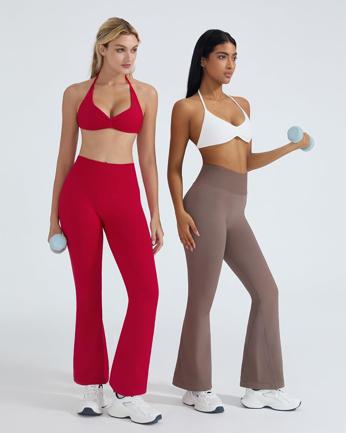 OMKAGI Fleece Lined Flare Leggings for Women Butt Lifting High Waisted Yoga Pants - Image 2