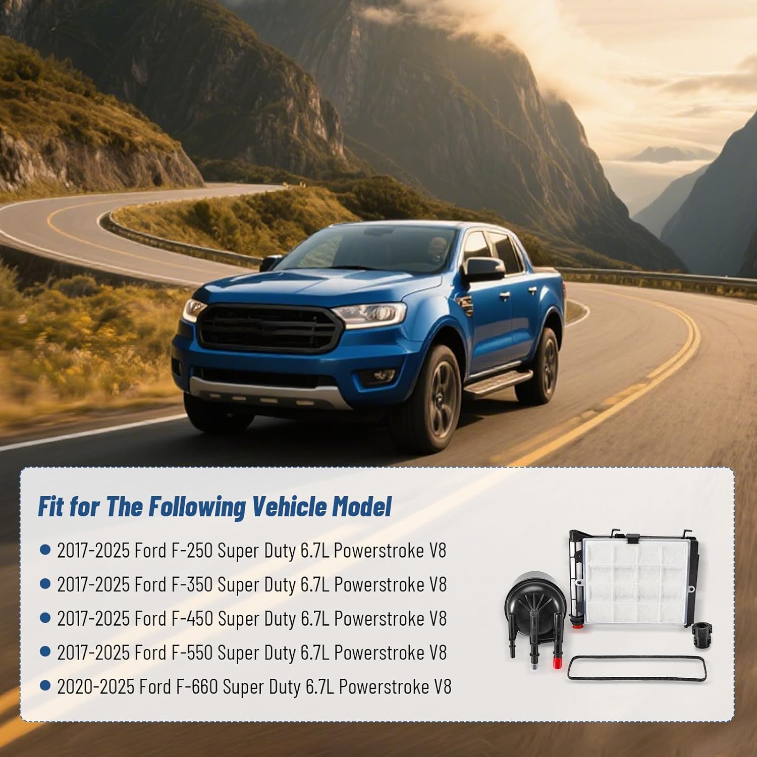 6.7 Powerstroke Fuel Filter Element FD4647 - Direct Replacement for 2017-2023 Ford F-250 F-350 F-450 F-550 F-600 Super Duty,V8 6.7L Engine Powerstroke