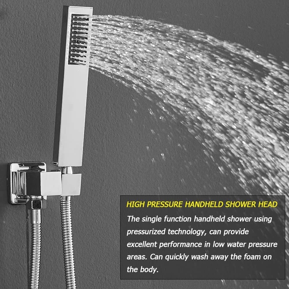 Chrome Shower System with High Pressure 8'' Rainfall Shower Head, Handheld Shower head, Bathroom Luxury Rain Mixer Shower Combo Set Wall Mounted Shower Faucet Rough-in Valve and Trim Kit image 5