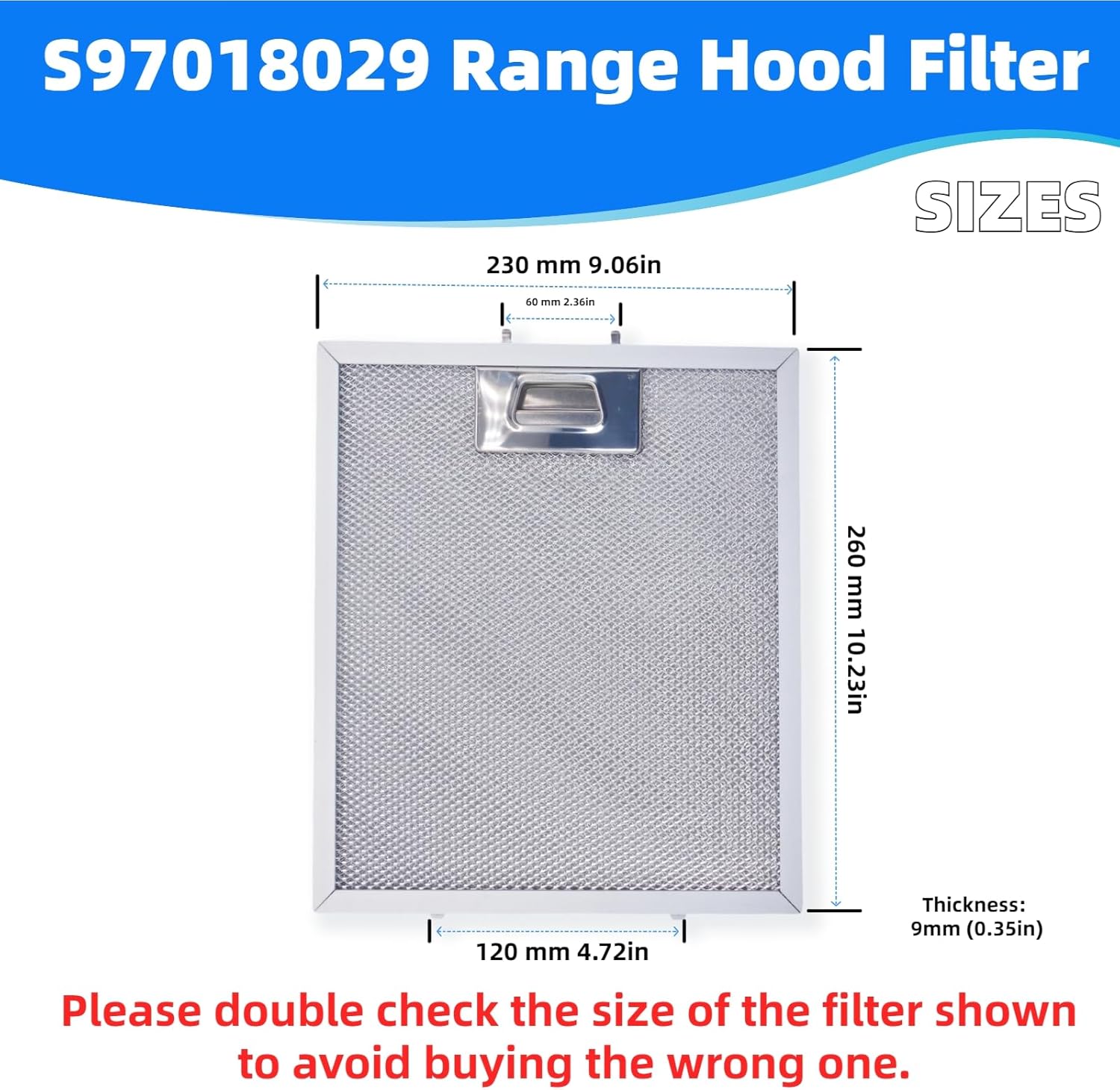 S97018029 Range Hood Filter Replacement, Upgraded Stainless Slip Joint 5-Layer Aluminum Mesh Hood Vent Grease Filter for Broan B5 Series, Alternative 1932913, 9"x10.25" (230x260mm) pack 2