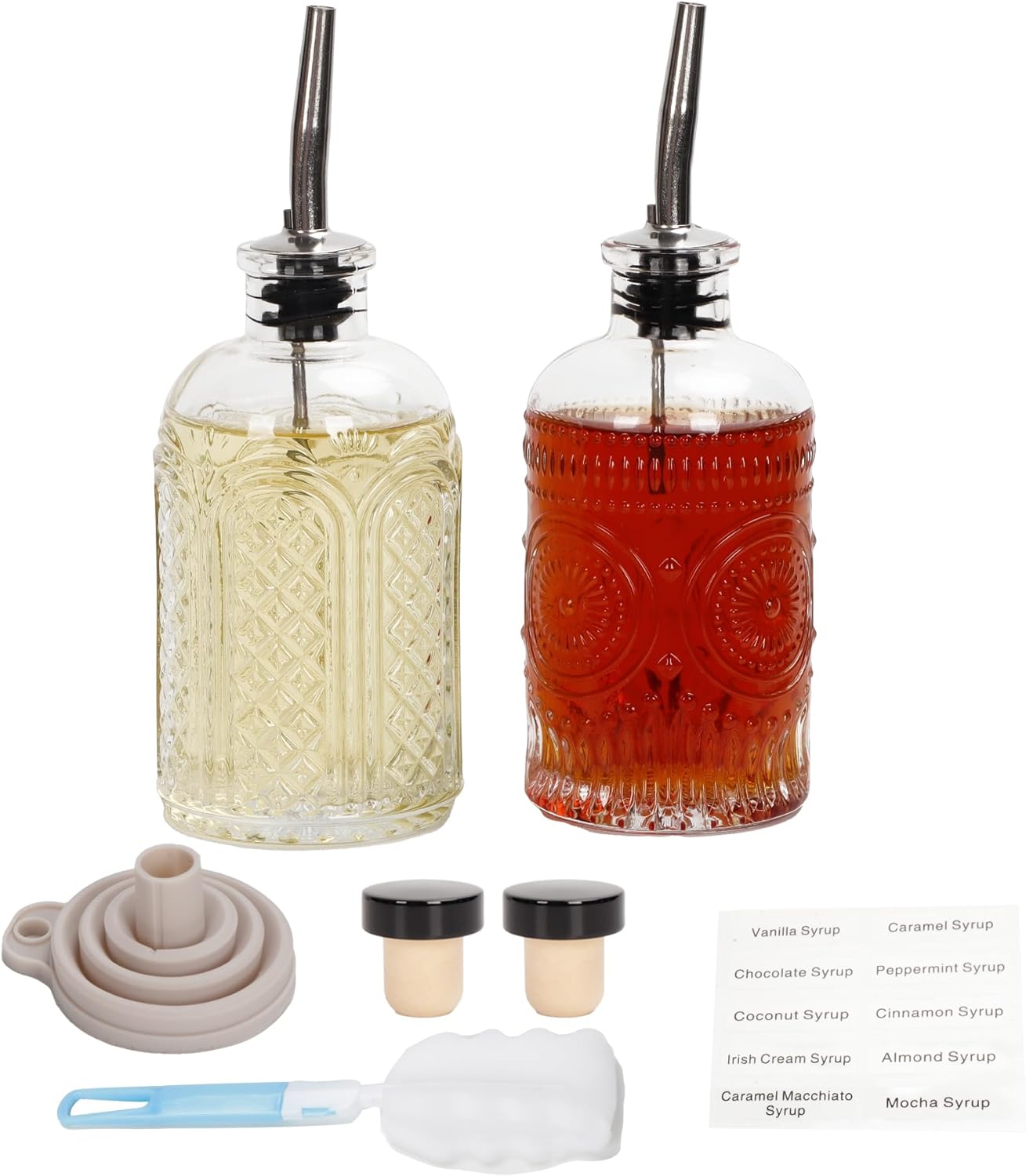 DAILOU Coffee Syrup Dispenser Bottles Set 2 Packs, 7 OZ