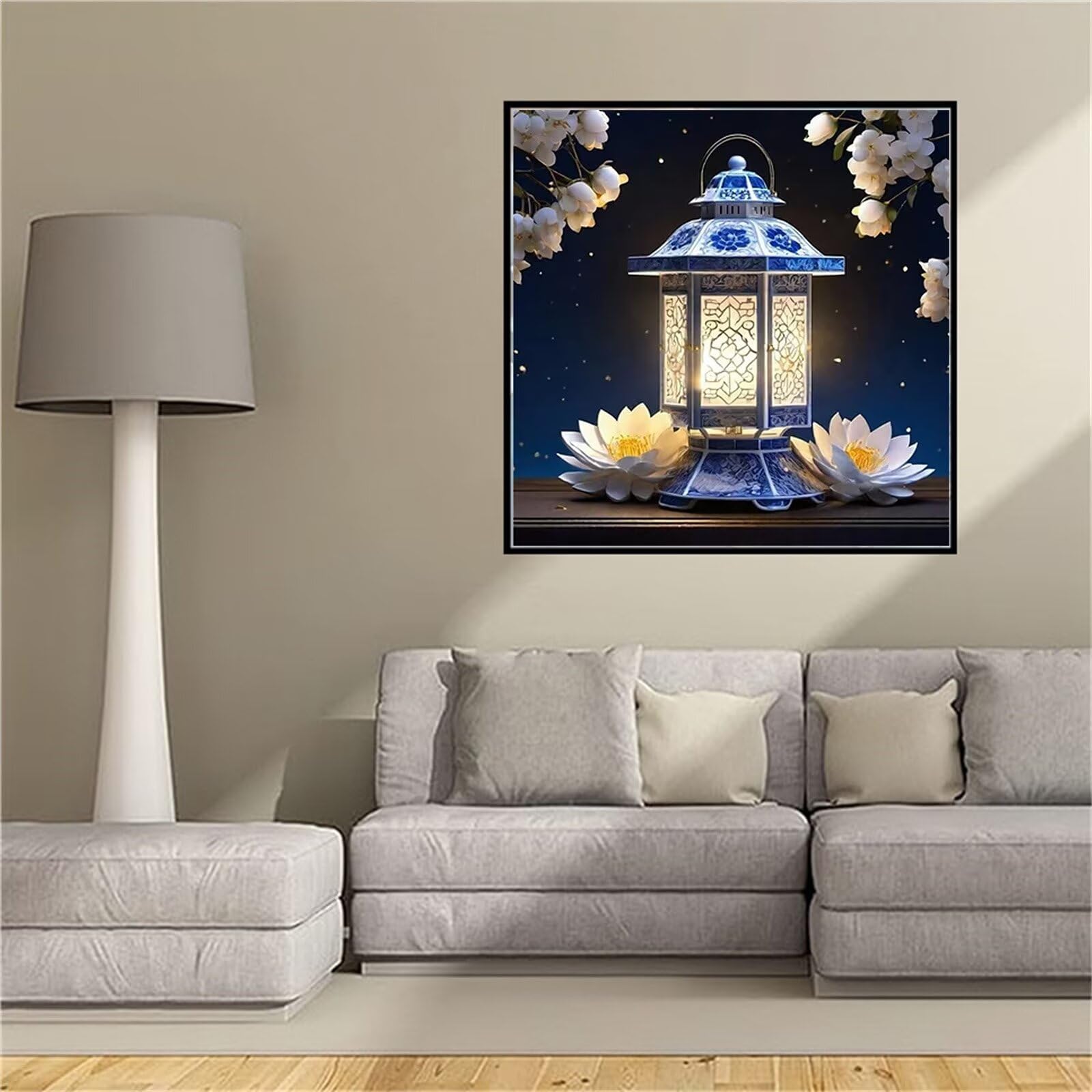 Peinture Diamant Lotus 70x70cm pour créer un cadre de détente zen durant vos loisirs créatifs