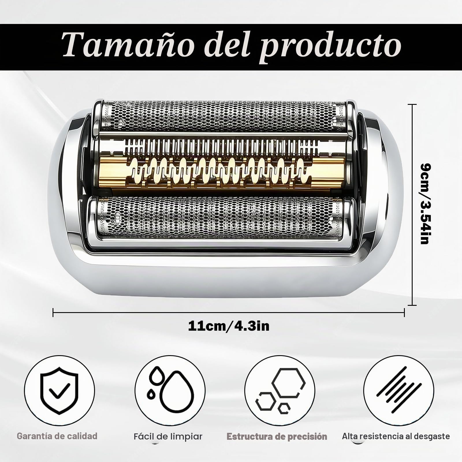 92S Cabezal de Afeitado para Series 9 & 9 Pro, Cabezal de Recambio Compatible con 9030s 9040s 9050cc 9290cc 9295cc (20+ Modelos), Fácil de Limpiar y Reemplazar, Plateado