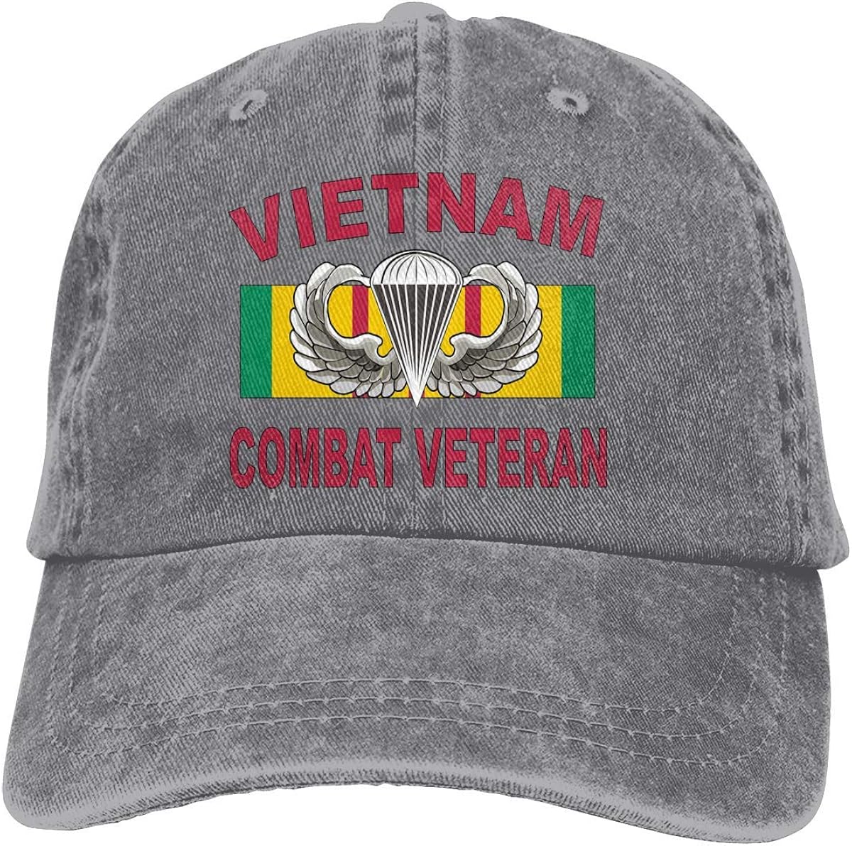 Sombrero De Visera Veterano De Combate De Vietnam con Paracaídas Y Cinta De Campaña Hip Hop Gorra Protección Solar Gorra De Visera Vintage Gorras De Golf para Correr, Golf, Tenis