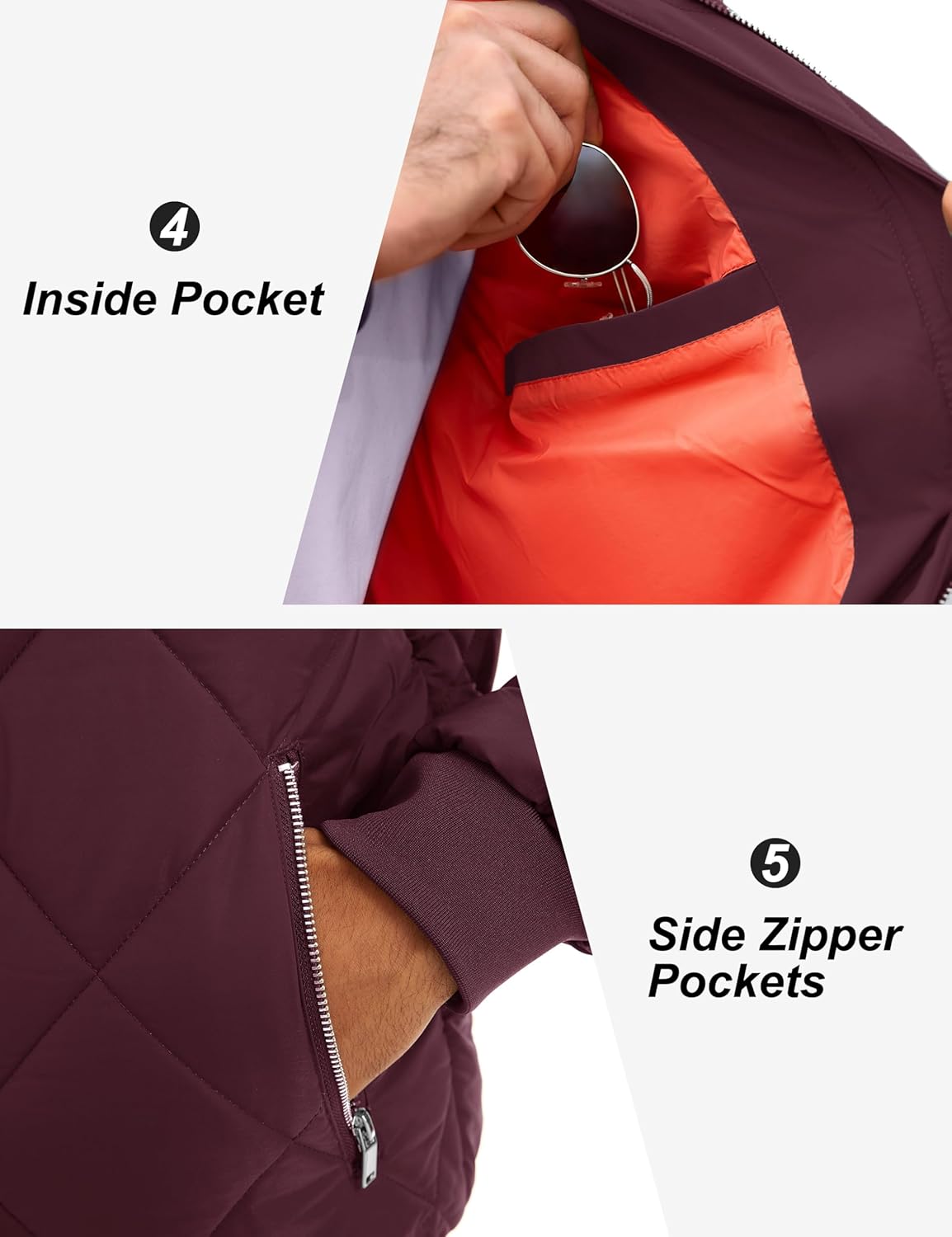 TACVASEN Men's Padded Jackets Winter Full Zipper Fleece Outwear Casual Windproof Bomber Varsity Coat - Image 6