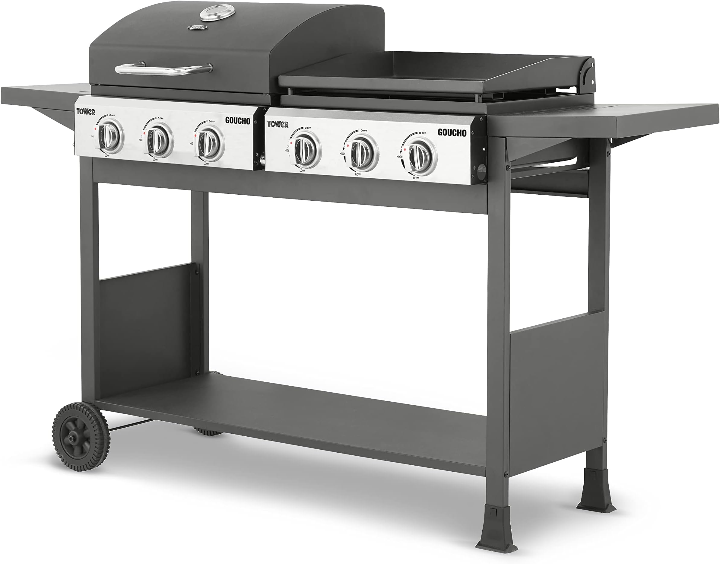 Deluxe 6+1 Gasgrill - Garten Grill Mit Seitenbrenner Schwarz