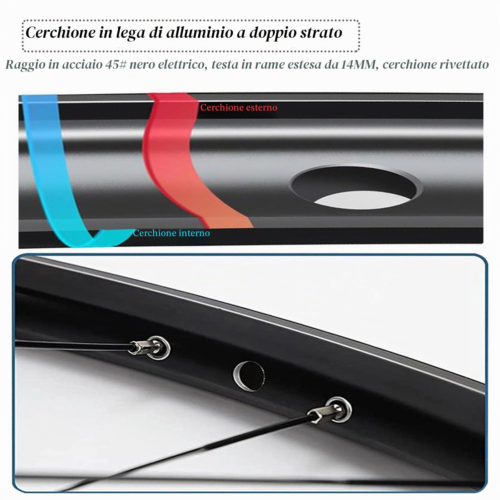Ruote di MTB Cerchio for Bicicletta Freno a Disco da 26 Pollici 32 Raggi 27,5 29 Pollici Ruota Anteriore E Posteriore Mountain Bike Mozzi con Cuscinetti Sigillati QR for Cassetta a 7-11 velocità (col